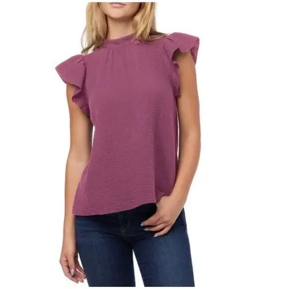 NWT Joe’s Cotton Gauze Flutter Sleeve Top in Rose-Size XS - Picture 1 of 5